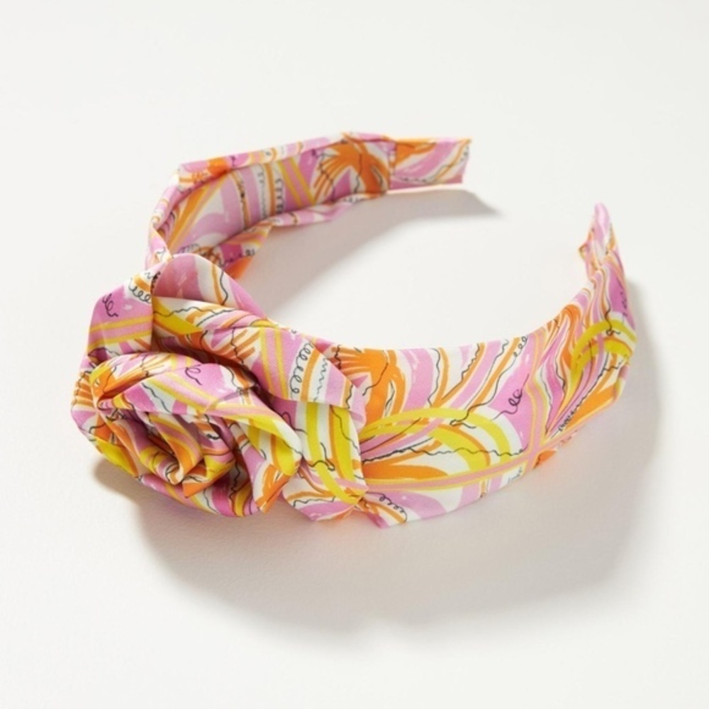 NWT  Vera for Anthropologie Rosette Knotted Headband Pink